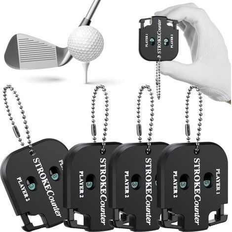 Contador de puntuación de golf de 4 piezas, mini contador de golpes de golf con cadena para colgar, contador deportivo para golf y otros juegos de pelota (1/5)