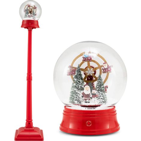 Lampadaire de Noël Musical Lumineux Effet Neige 15 LED 150 cm Rouge Lanterne Décoration pour Salon et Entrée (1/2)