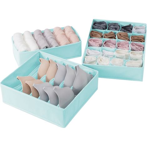 Boîte De Rangement Pour Chaussettes - Boîte Organisatrice En Tissu Pliable Pour Linge Intime - Lot De 3 Pièces (1/5)