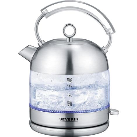 Severin Glas-Wasserkocher Retro WK 3459 ,edelstahl/schwarz, 1,7 Liter