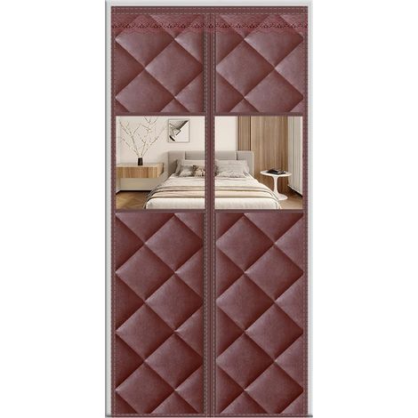 Rideau de porte isolant thermique, porte moustiquaire isolante avec imperméabilisation thermique anti perte d'énergie réduisant le bruit, avec fenêtres transparentes en PVC  ( Size : W85cmxH200） (1/5)