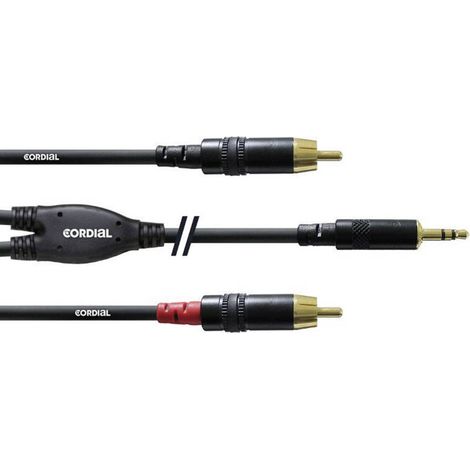 Câble adaptateur audio [1x Jack mâle 3.5 mm - 2x Cinch-RCA mâle] Cordial CFY3WCC noir 3.00 m (1/3)