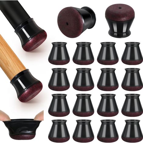 Protection Pied de Chaise, Patins pour Chaises en Silicone avec Feutre épaissi, 16 pièces Noir Petit Patin de Chaise Protections Tampon de Sol, réduire Les Rayures (1/5)