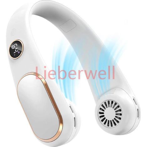 Ventilateur de cou rechargeable à 5 vitesses, ventilateur personnel portable, ventilateur de refroidissement pour voyage (1/5)