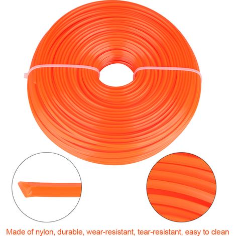 Fil nylon carré 2,4mm pour coupe-bordure essence, fil de coupe résistant, bobine de 100 mètres, câble de débroussailleuse, ligne de fauchage universelle. (1/3)