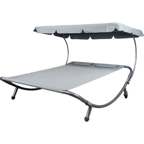lettino amaca da esterno eurogarden in acciaio e textilene con tettuccio grigio 173x196x175 cm