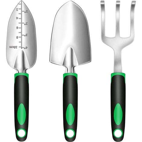 Ensemble de 3 outils de jardin, kit d'outils de jardinage robustes, cadeau idéal pour femmes et hommes, antirouille et indéformable. (1/5)