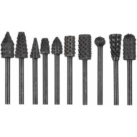 10pcs 1/8 '' Shank Rotary Burr Rape Ensemble En Acier Au Carbone Sculpture Sur Bois Fichier Rape Forets Fit Pour Outils Rotatifs Pour Le Bricolage Du Bois (1/5)