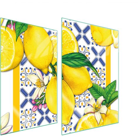 Assiette de protection en verre POUR la cuisine 2x35x52 citrons (1/5)