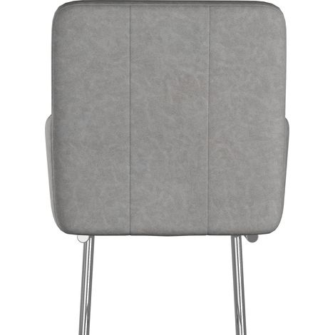 Set de 2 sillas de comedor de polipiel gris con patas metálicas en zigzag (1/5)