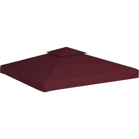 Toile de rechange pour tonnelle et belvédère double toit polyester PVC 310 g/m² Bordeaux 3 x 3 m (1/5)