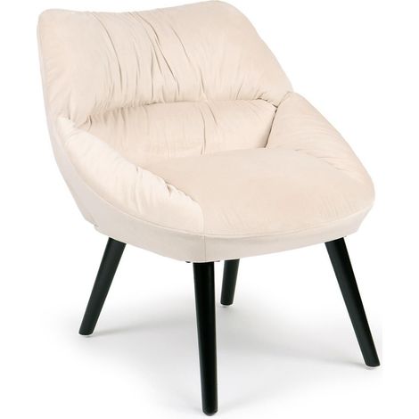 Fauteuil Design en Velours "Neal" 74cm Beige
