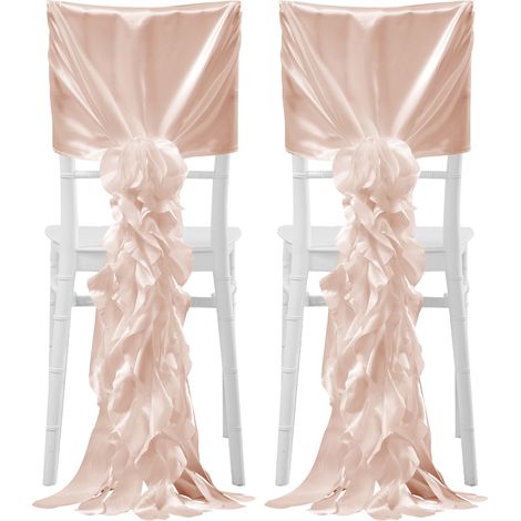 (Lot de 2) 2 housses de chaise en bambou pour mariage en extérieur, avec motif floral au dos, décoration universelle opaque en osier pour dossier de chaise, décoration de mariage européenne (couleur c
