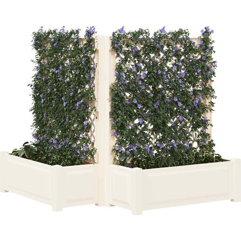 Fioriera da giardino Vaso Grande con Direzione 2 pz Bianco 143 x 143 x 133,5 cm PP (1/5)