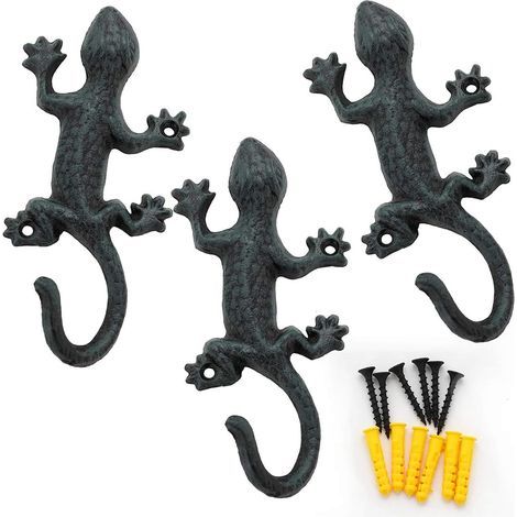 Wall-Mounted Coat Rack, Iron Hooks, Sturdy Retro Design Wall Hooks - 3 Pieces, 15cm (1/5)