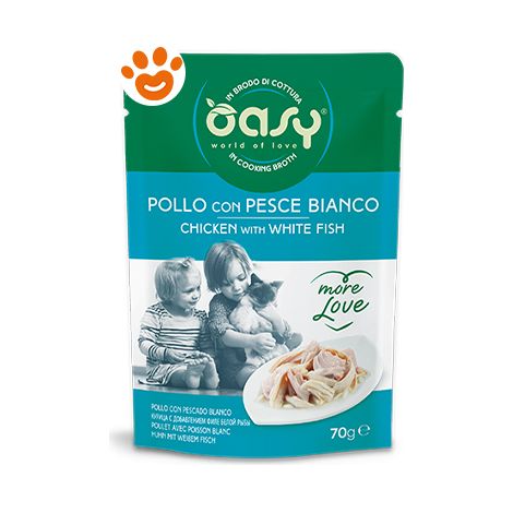 Oasy Cat More Love Pollo con Pesce Bianco - Oasy Cat More Love Pollo con Pesce Bianco - Vaschetta da 70 Gr
