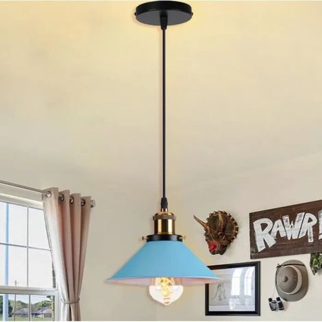 U-Do Suspension Luminaire illuminé Vintage Lustre Cage en Métal Bleu 22cm Lampe Exquise pour Salon Couloir Entrée Bar (1/4)