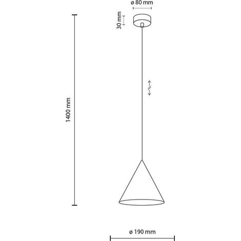 Tkkrywult Cono Black Lampada a Sospensione Nera 140 cm