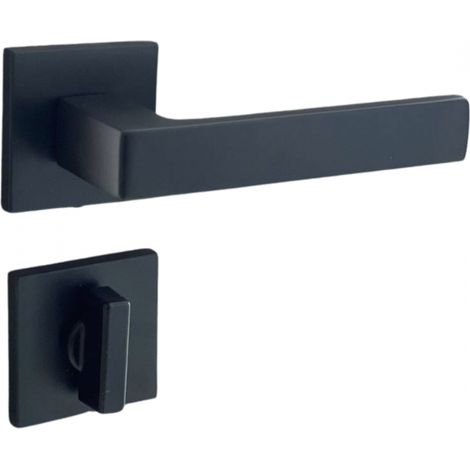 Secury-T – Poignée de porte d'intérieur noir mat carré – Aluminium et zamac – Installation facile avec visserie incluse – Modèle Nathaly à condamnation (1/5)