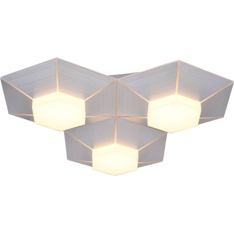 Plafoniera dimmerabile tramite interruttore a parete Plafoniera LED soggiorno, alluminio spazzolato, 15W 1200lm bianco caldo, LxH 40x8,5 cm, Wofi 9165.03.63.9000 (1/4)