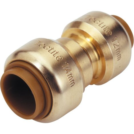 Raccord laiton tectite instantané manchon réduit 16-14 – Raccordement femelle 16 mm vers femelle 14 mm – Compatible tubes cuivre et PER – VSH (1/2)