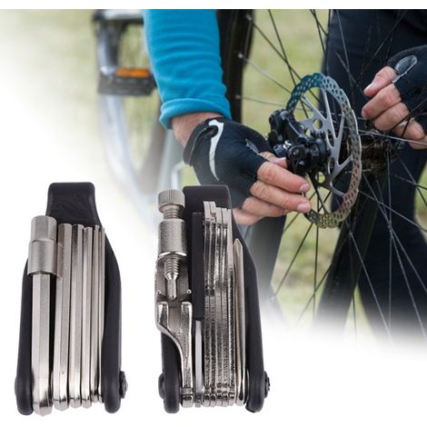 Kit d'outils multifonctions pour vélo comprenant : ouvre-bouteille, tournevis, clé et dérive-chaîne. (1/5)