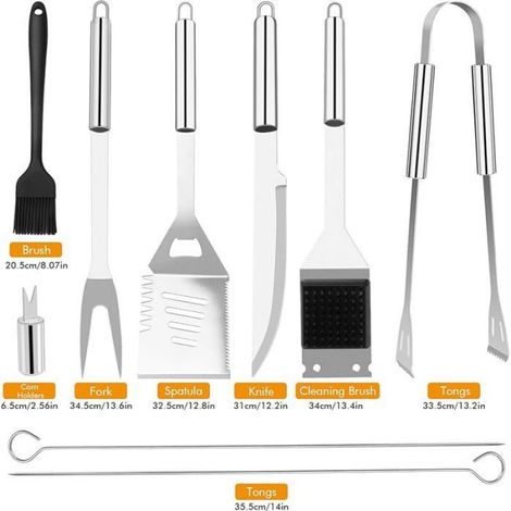 Ustensiles Barbecue, Kit Barbecue en Acier Inoxydable, Outil de Set Barbecue Professionnel Portable (15 PCS) (1/5)