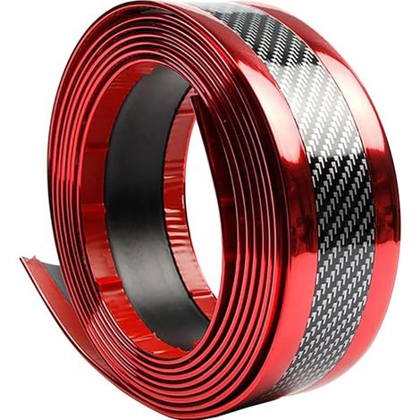 Bandes de protection de seuil de porte de voiture en fibre de carbone rouge, protection anti-rayures pour pare-chocs, 1 m x 5 cm