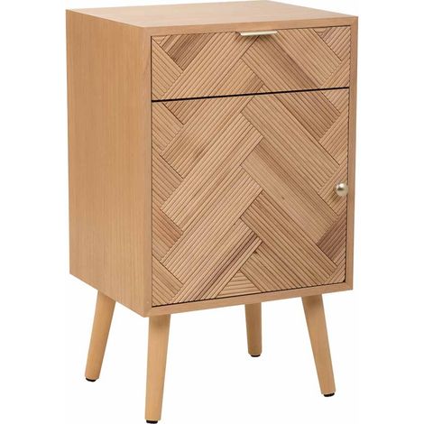 Mesita  de madera de 1 puerta y 1 cajon marron 42x34x70