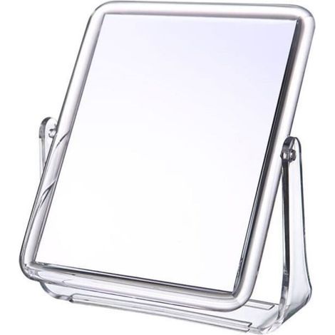 pair Miroir de maquillage rotatif à 360°, miroir de maquillage de bureau double face, miroir de table pliable