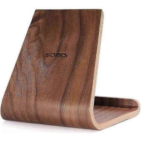Support de téléphone/tablette en bois de noyer Samdi, station d'accueil pour iPhone 7 Plus, iPad mini, Air et autres appareils. (1/5)