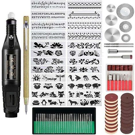 107-teiliges Gravierwerkzeug-Set, multifunktionaler Drahtgravierstift, DIY-Rotationswerkzeug für Schmuck, Glas, Holz und Metall. (1/4)