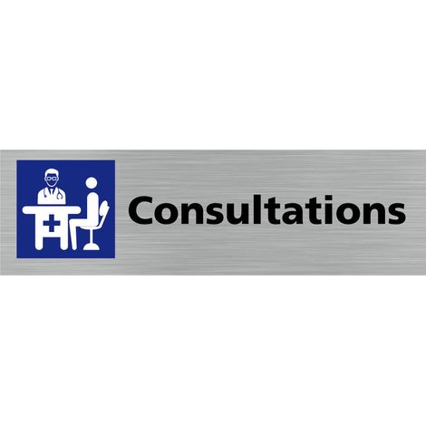 Pictogramme CONSULTATIONS (Q0287).- Adhésif aspect aluminium brossé - (1/5)