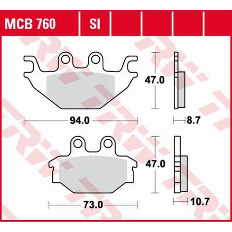 Pastillas de freno TRW ZF KH377 orgánicas para Yamaha MT 125 14-, YZF 125 08-18, traseras.