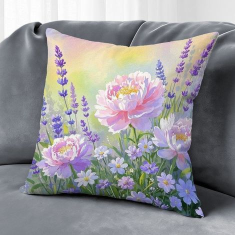 Housse de coussin floral papillons printemps, décoration salon maison,45×45cm (1/5)