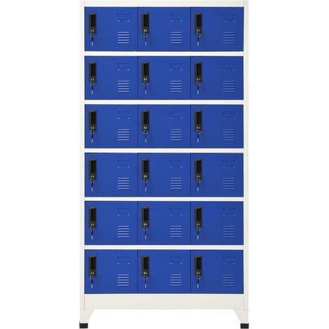 Armoire à casiers Design moderne, Armoire Etagère de rangement, Gris et bleu 90x40x180 cm Acier OIB5615E (1/5)