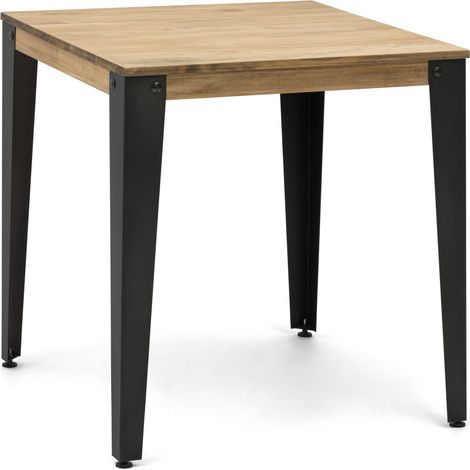Mesa Lunds Cuadrada 70x70x75cm Acero Fume en madera maciza de pino acabado vintage estilo industrial Box Furniture (1/5)