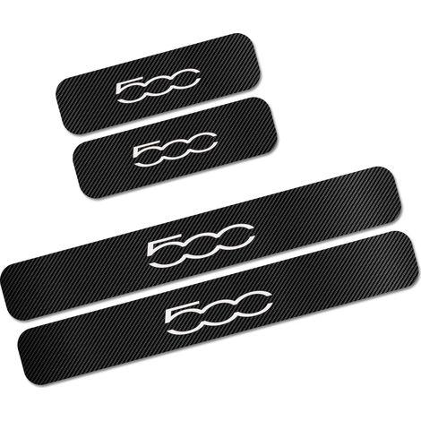 (Inscription blanche,pour 500) Autocollants de seuil de porte pour Fiat 500 Panda Punto Tipo Abarth - Protection en fibre de carbone - Accessoires auto (1/3)