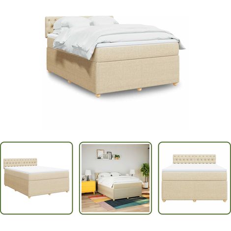 Matelas à ressorts ensachés - Sommier à lattes de lit avec matelas Crème 140x190 cm Tissu (1/5)