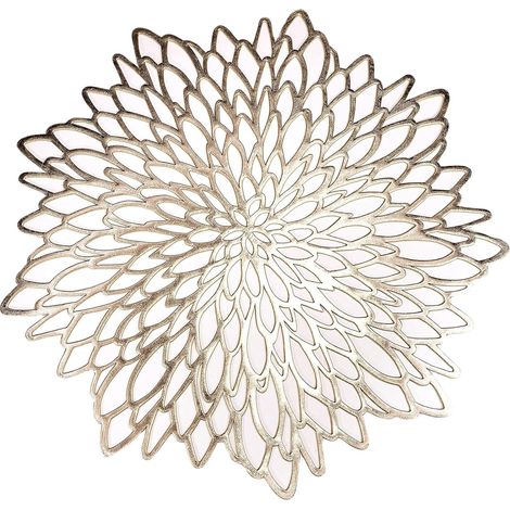 Konvolut von 12 runden Tischdecken mit metallischem Blumenmuster, 38 cm Durchmesser, Gold, für Halloween/Weihnachten/Hochzeiten/Jahresabschlussfeiern (1/5)
