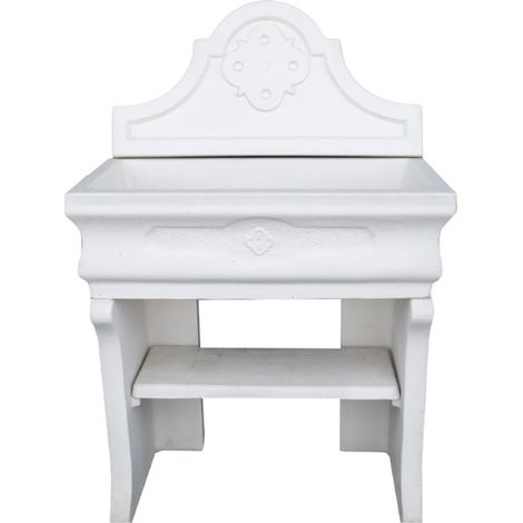Pilozza lavabo bianca serie romantica cemento calcestruzzo 90 x 50 x h.28 cm