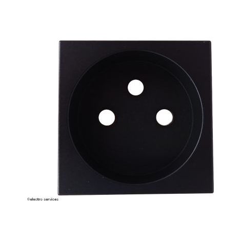 Hager – Enjoliveur prise de courant 2 pôles + terre – IP21 – Polycarbonate noir mat – Pour installation électrique