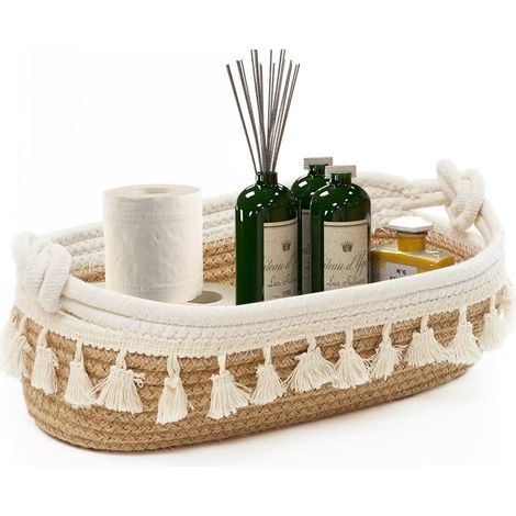 Panier À Papier Toilette - Panier Tissé En Cordon De Coton - Pour Salle De Bain Salon Cuisine Bureau - 1 Pièce (1/5)