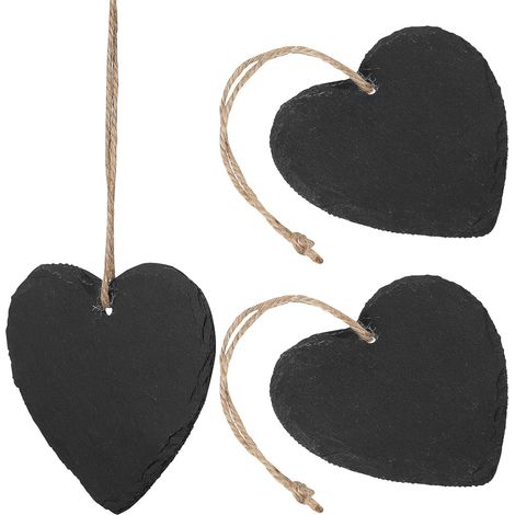 Étiquettes pour plantes en ardoise en forme de cœur, à suspendre avec de la jute (1/5)