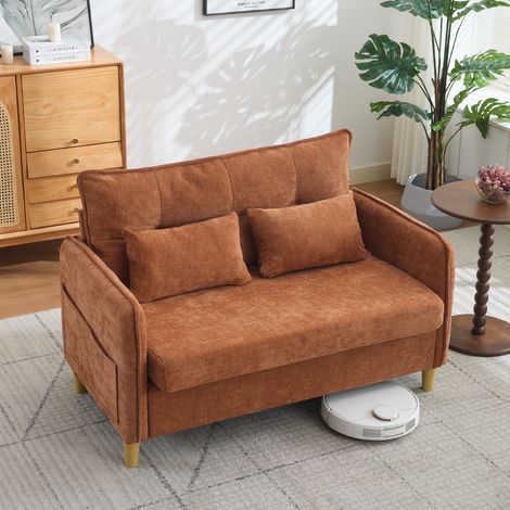 Sofá 2 plazas con bolsillos laterales 127 cm OKMYHOME (1/5)