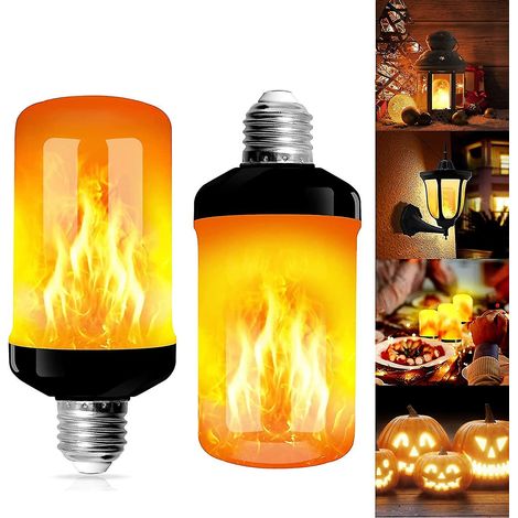 Filiyano-Lot de 2 lampes à effet flamme, ampoules LED E27 à effet flamme avec 4 modes d'éclairage, ampoules décoratives d'intérieur et d'extérieur (1/5)