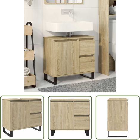 vidaXL Badschrank Sonoma-Eiche 65x33x60 cm Holzwerkstoff (1/5)
