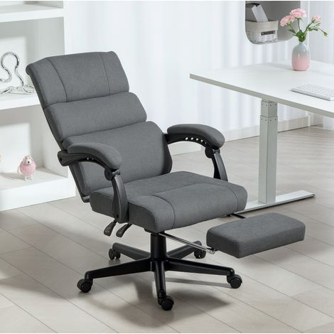 Chaise de bureau rembourrée effet velours gris foncé, réglable et pivotante (1/5)