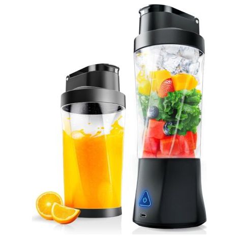 Mini Blender Smoothie Sans Fil, Mixeur Blender Portable Gobelet à Jus 700 ml Batterie de 6000 mAh Sans BPA Rechargeable Mixe Smoothies pour Glace, Fruits,Shakes et Glaçons (1/5)