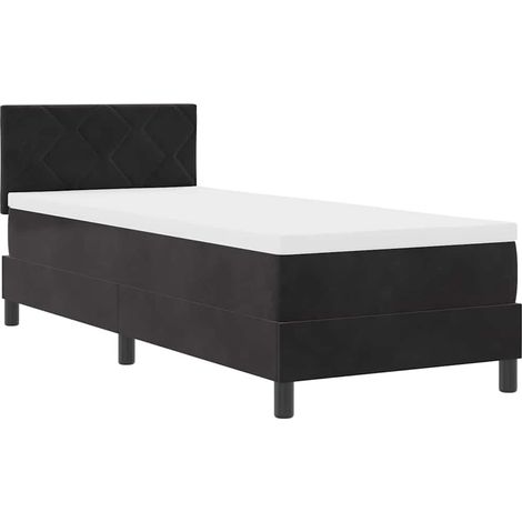 Maison Exclusive - Lit à ressort LED avec matelas Noir 80 x 200 cm Velours